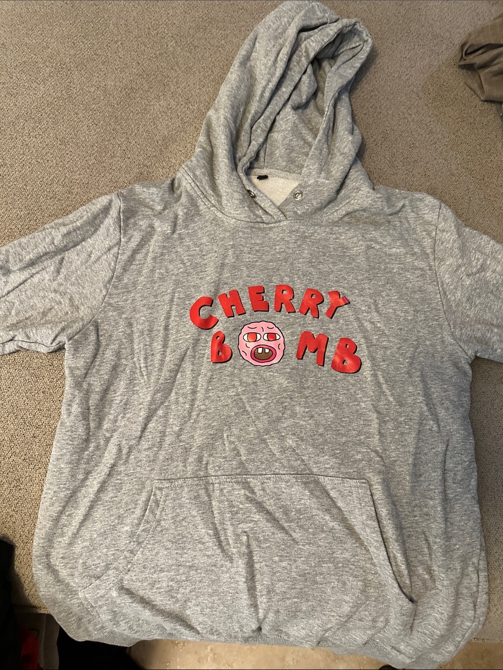 Cherry Bomb Gray Hoodie Top